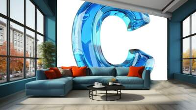 blue crystal C alphabet Realistic 3D on white background. Generative AI Wall mural