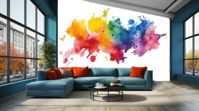 colorful watercolor splatter stain texture background design.Generative AI Wall mural