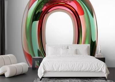 green red glossy 2 number alphabet Realistic 3D on white background. Generative AI Wall mural