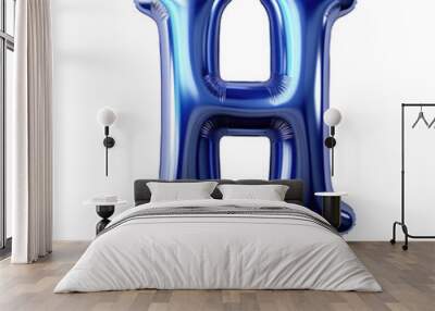 Indigo metallic H alphabet balloon Realistic 3D on white background. Wall mural