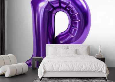 purple metallic R alphabet balloon Realistic 3D on white background. Wall mural