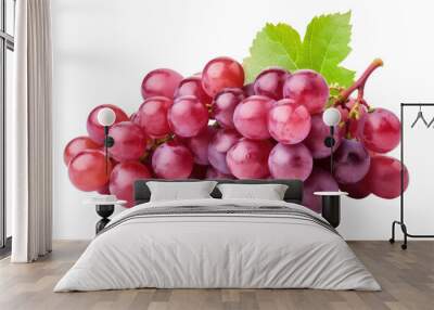 red grapes bunch isolated on white background. Generative AI Wall mural