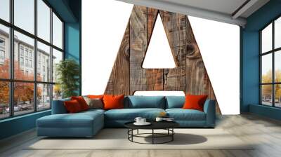 wood A alphabet Realistic 3D on white background. Generative AI Wall mural