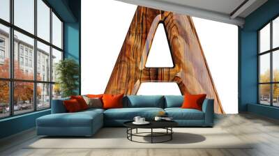 wood A alphabet Realistic 3D on white background. Generative AI Wall mural