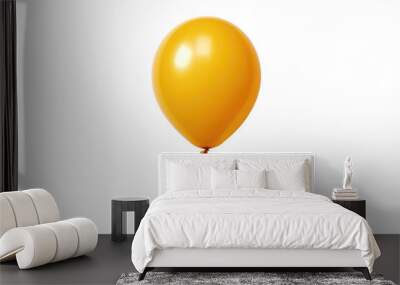 Yellow helium balloon. Birthday balloon flying for party and celebrations. Isolated on white background. Generative AI Wall mural