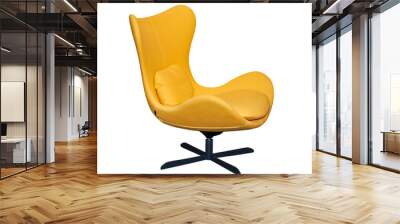 Spinning yellow office chair isolated on white background Wall mural