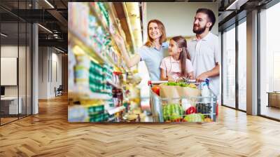 Buying food in hypermarket Wall mural