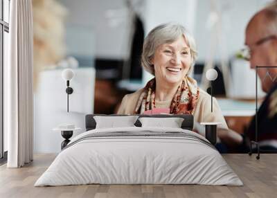 Positive granny with her friends Wall mural