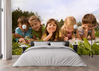 Schoolchildren outside Wall mural