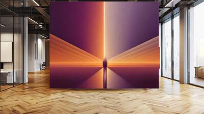 Mastery of light, left and right symmetry of two gradient colors, dark magenta and orange, glow-in-the-dark effects, deep purple and light orange Wall mural