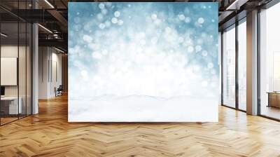 Decorative Christmas background with bokeh lights and snowflakes. Wall mural