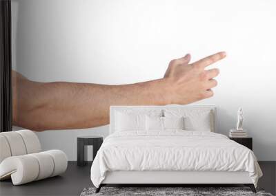 Empty man hand sign on white background Wall mural