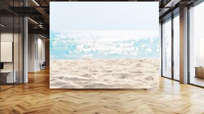 Panorama of a beautiful white sand beach and turquoise water in Maldives. Wall mural