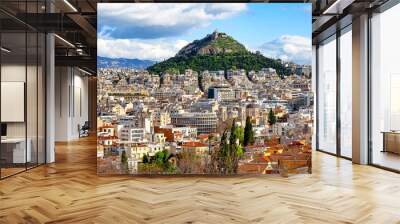 View of Lycabettus mount from Acropolis hill in Athens, Greece. Wall mural