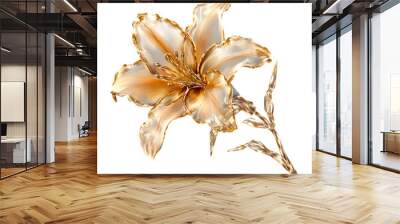 Gold lilly made of crystal isolated on transparent background,transparency  Wall mural