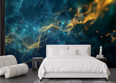 Organic motion of blue and yellow futuristic technology background Wall mural