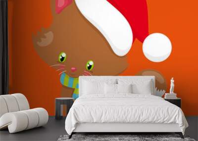 Christmas-kitten Wall mural