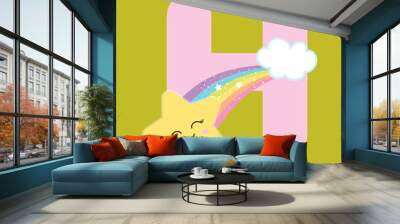 magic unicorn alphabet h Wall mural