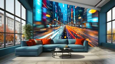 Abstract high-speed or motion highway city night traffic background Wall mural