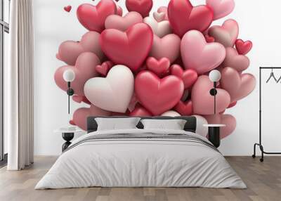 png bouquet of 3d style heart balloons for valentine day Wall mural