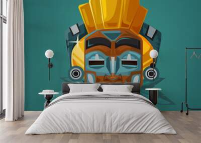 Ethnic tribal mask. Vector cartoon flat illustration Wall mural