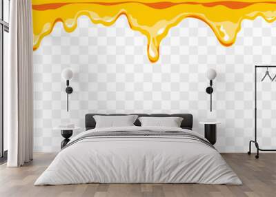 Honey drip syrup caramel bee splash background concept. Vector flat graphic design illustration Wall mural