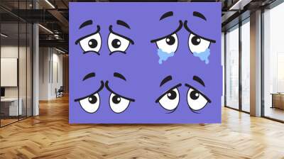 Sad depression upset cry cartoon eye isolated set. Vector flat graphic design illustration
 Wall mural