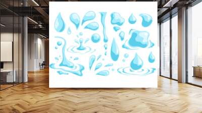 Set of different water drops blob splash set isolated on white background. Vector flat cartoon modern style graphic design illustration Wall mural