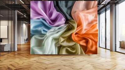 Silk colorful rainbow fabric material textile. Banner background design
 Wall mural