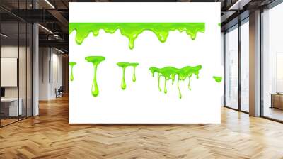 Slime mucus drip jelly green spooky splash isolated set. Vector graphic design illustration Wall mural