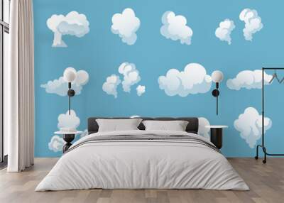 Smoke cloud cartoon dust comic steam effect isolated set collection. Vector isolated graphic design illustration Wall mural