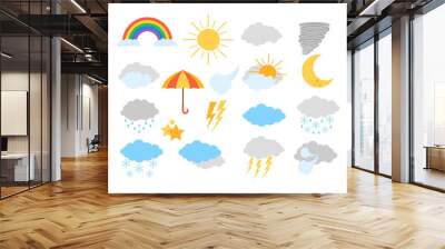 Weather meteorology icon elements isolated set. Vector flat graphic design cartoon illustration Wall mural