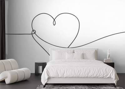 Heart. Abstract love symbol. Continuous line art drawing vector illustration Wall mural