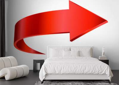 Red arrow and white background Wall mural