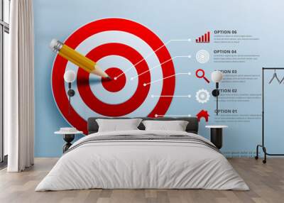 3D infographic design template and marketing icons Wall mural