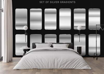 Collection of silver, chrome metallic gradient Wall mural