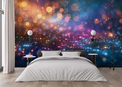 Colorful light patterns dancing in a black expanse Wall mural