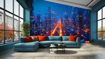 Night-time urban exploration with augmented reality waypoints and data streams Wall mural