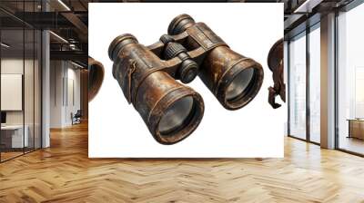 Vintage binoculars set isolated on transparent background Wall mural