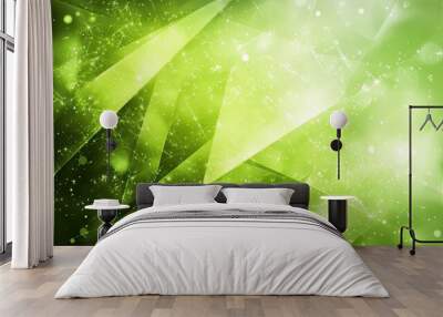 A bright green abstract background with geometric shapes and light highlights, perfect for an energetic, fresh design. Wall mural