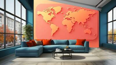 Colorful world map in a simple, abstract style, perfect for vibrant wallpapers or educational materials. Wall mural