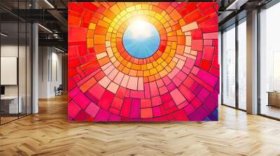 One-color abstract mosaic background with layered tiles for modern business concepts Wall mural