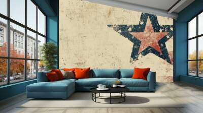 Veterans Day icon with an American flag and star symbol on a plain background, allowing room for personalized text or branding Wall mural