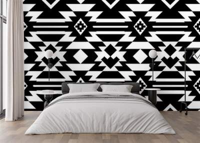 Tribal aztec vector retro seamless pattern on white background. Navajo southwest. Geometric ethnic oriental seamless pattern traditional. Mexican style. fabric, clothing, carpet, textile, batik, rug Wall mural