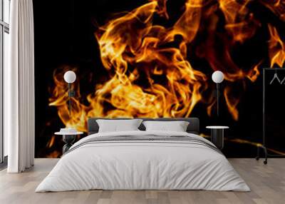 Fire flames on a black background Wall mural