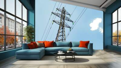 high-voltage metal pole against the sky Wall mural