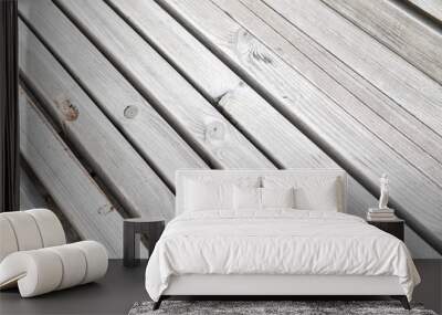 Old wood plank fence texture, gray. Wall mural