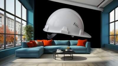 White construction helmet on a black background. Wall mural