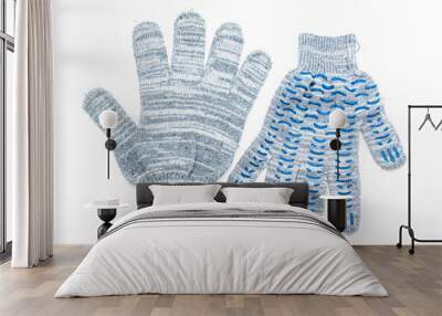 Working cloth gloves on a white background. Wall mural