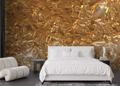 3d shiny metallic liquid gold oil background Wall mural